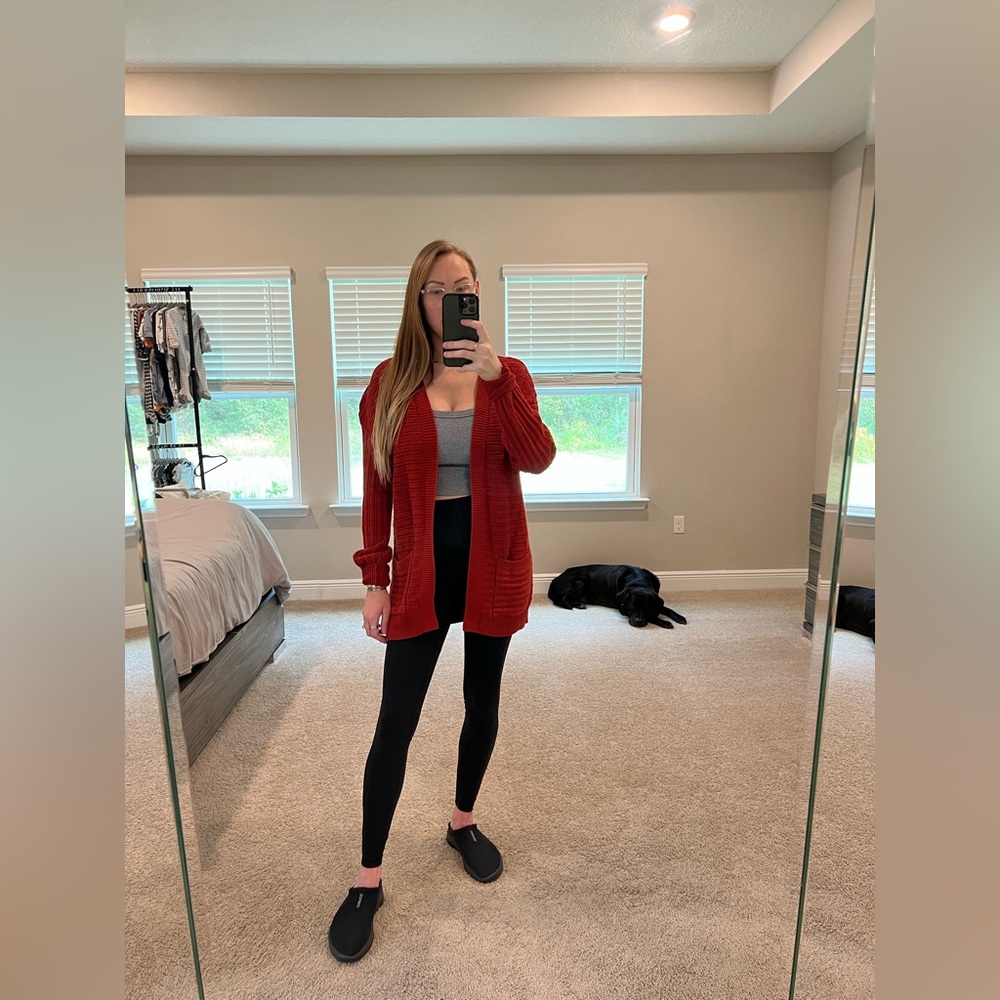 Zesica Red Open Knit Cardigan